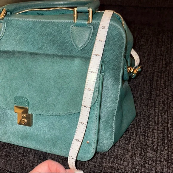 Tory Burch Priscilla Pony Hair Crossbody/Satchel Bag in Teal - Picture 9 of 16